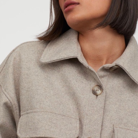 H&M Light Beige Melange Jersey Shacket - Picture 2 of 8